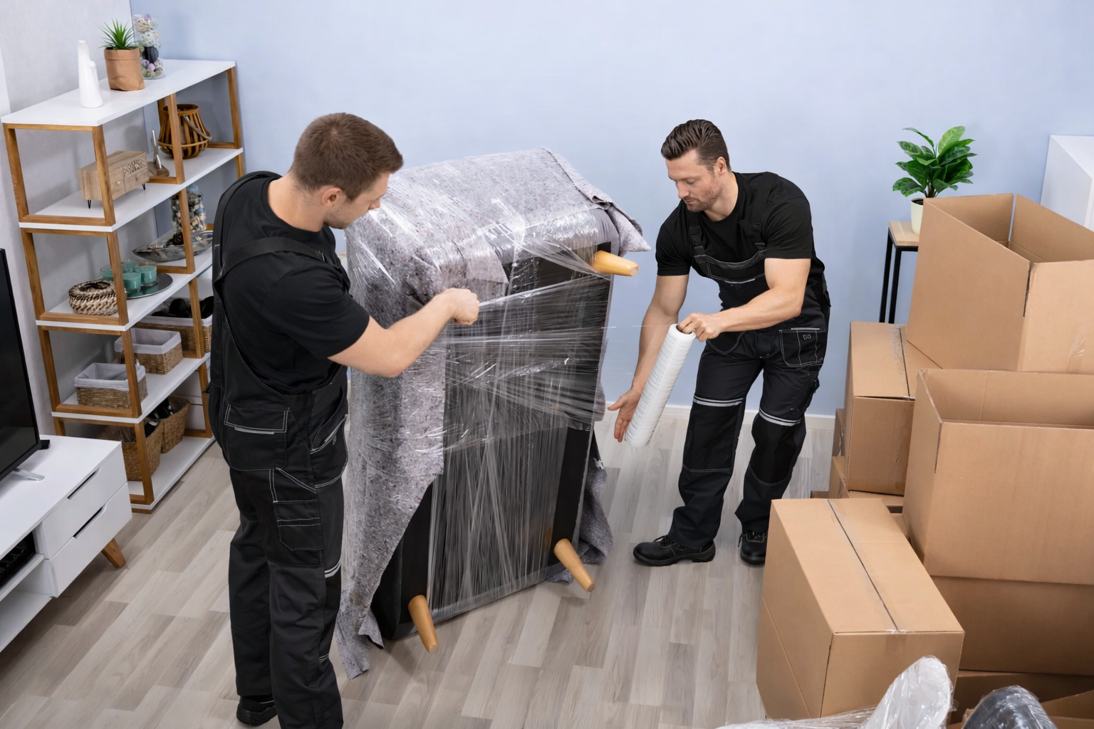 Apartment moving service inner image showing movers carefully handling furniture in apartment – Easy Best Move